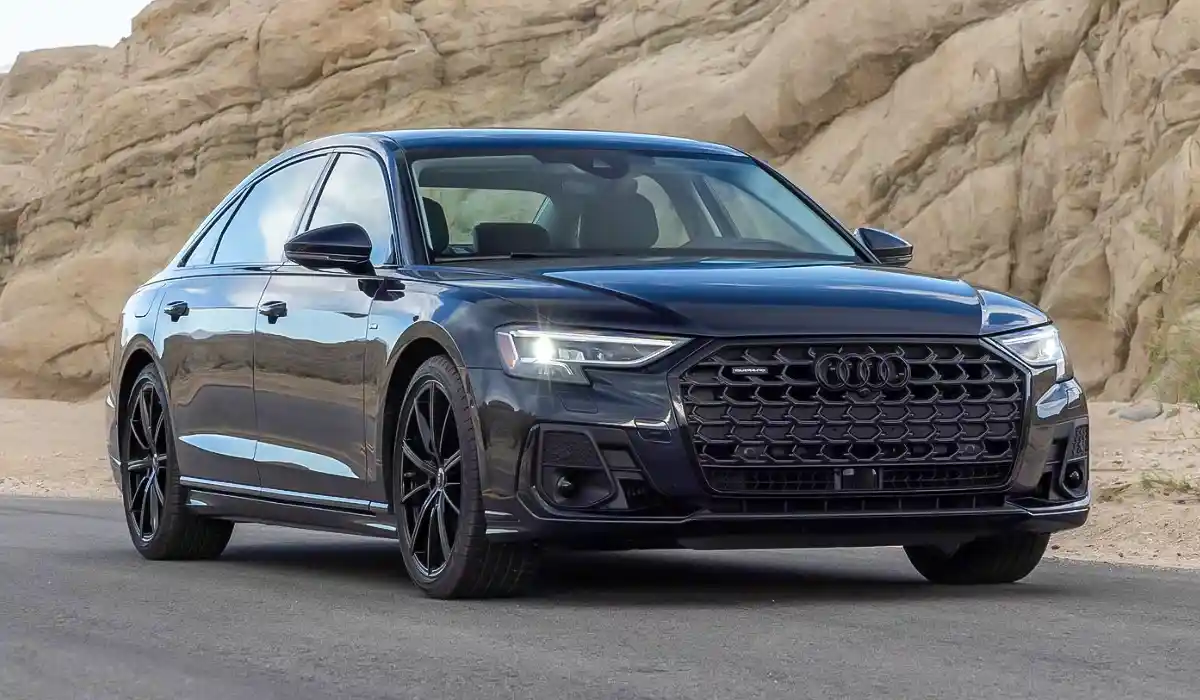 Seriously quiet interior, legroom to spare in the rear, lively demeanor for such a large sedan. 2024 Audi A8